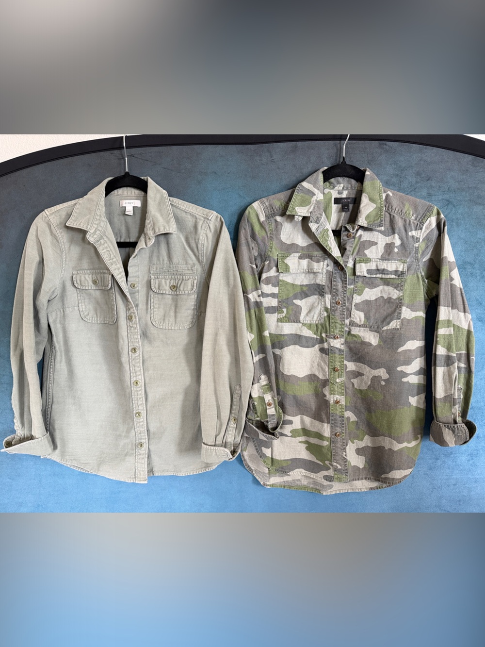 J. Crew Retro Women's Button-Down Shirts Bundle in Olive/Gray and Camo